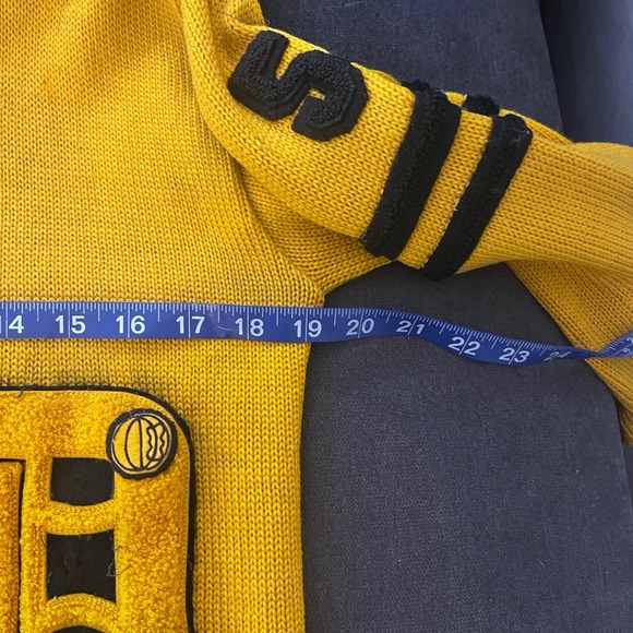 Vintage Yellow Letterman Cardigan Sweater "D" Dominican "1950" Varsity Size M - Picture 10 of 12